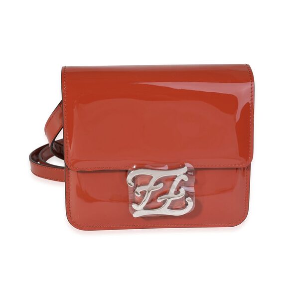 Fendi Brown Patent Leather Small Karligraphy Crossbody - Picture 1 of 5